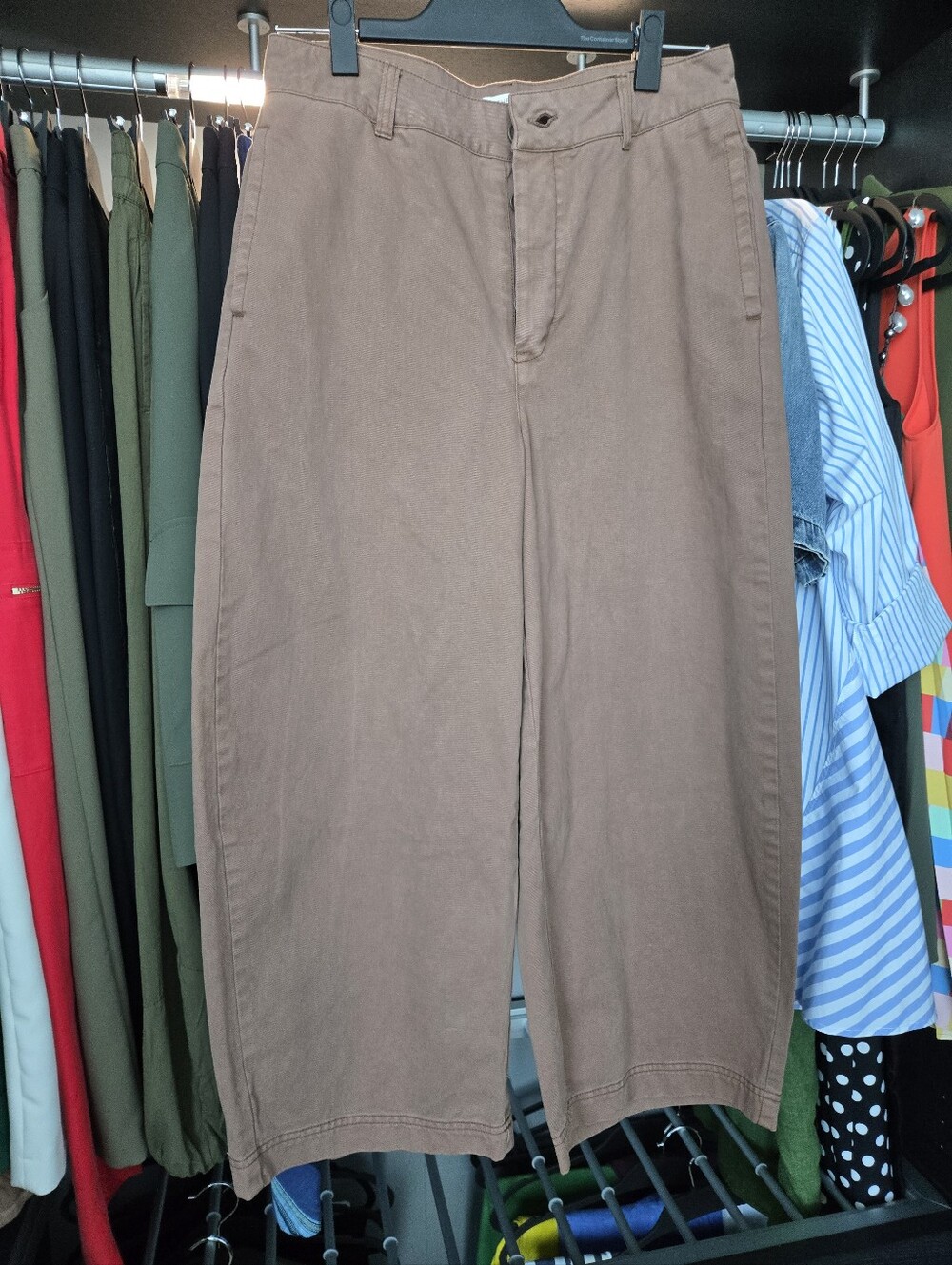 We The Free Wide-Leg Flat Front Pants in Brown